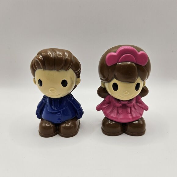 Other - Cute Boy Girl Mini Figure Toy Lot Kawaii Cartoon Plastic Dolls Pair Vintage...